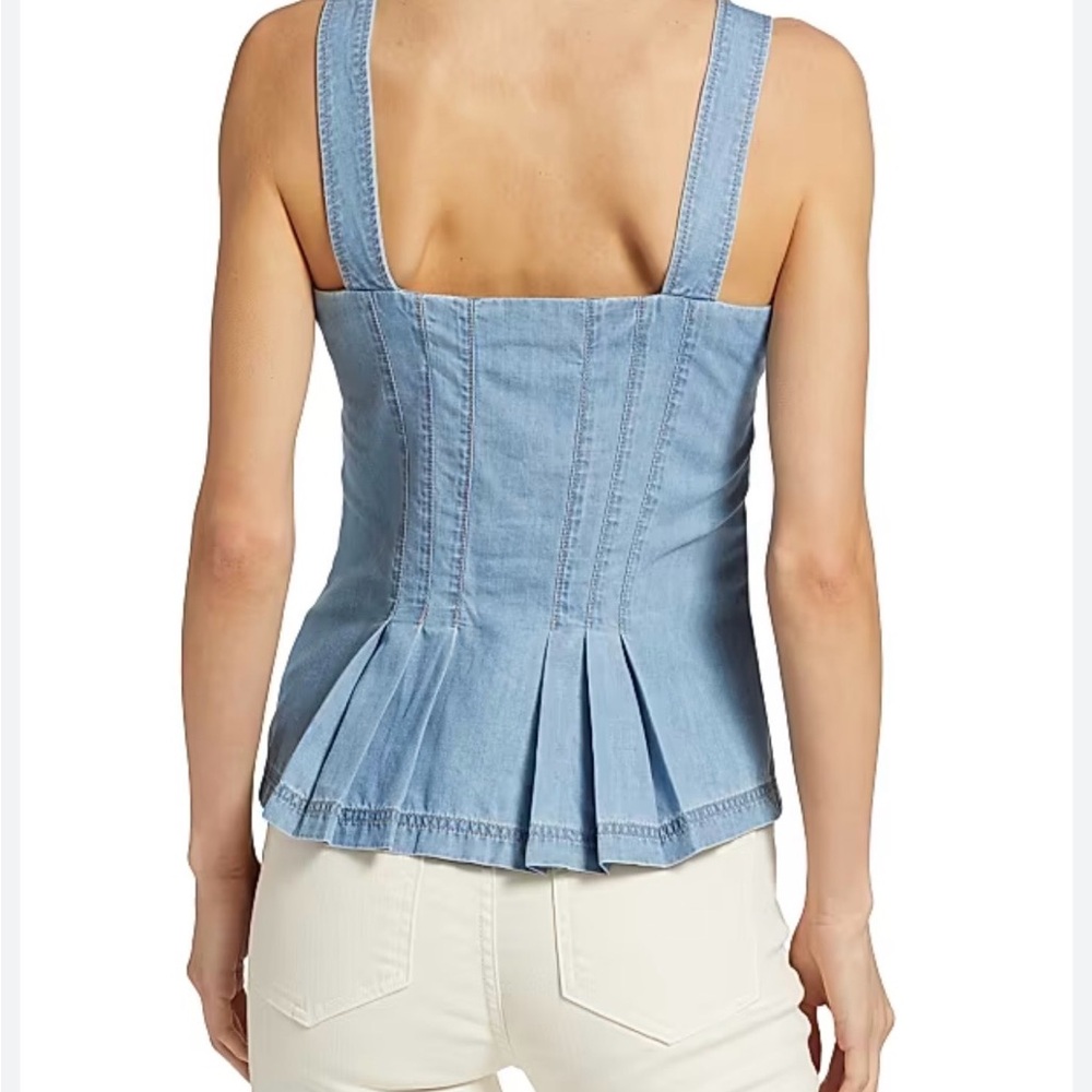Veronica Beard Light Blue Denim Button Detail Tank Sz 10 - Picture 2 of 12